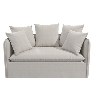 Novogratz Collette Slipcover Loveseat Sofa, Off White Canvas Weave