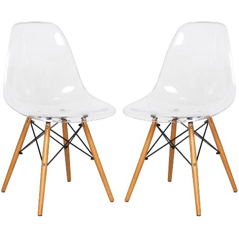 LeisureMod Dover Series Modern Plastic Dining Chair Accent Side Chair with Wooden Legs, Set of 2 - image 1 of 4