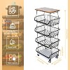 5 Tier Fruit Basket for Kitchen Organizers and Storage,Stackable Metal Wire Basket Stand Cart with Wheels for Fruit Vegetable - 4 of 4