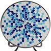 Teal Island Designs Modern Black Round Outdoor Accent Side Tables 14" Wide Set of 2 Multi Blue Mosaic Tabletop Front Porch Patio Home House - 2 of 4