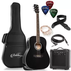 Ashthorpe Dreadnought Acoustic Electric Guitar with 10-Watt Amp, Gig Bag, and Accessories