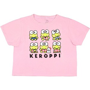 Sanrio Women's Keroppi Character Grid Design Cropped Graphic Print T-Shirt - 1 of 3