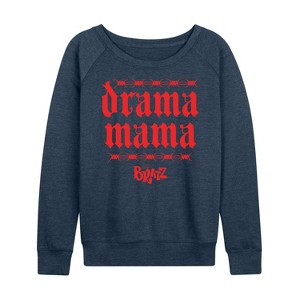 Women's - Bratz - Drama Mama Lightweight French Terry Wide Neck Long Sleeve Shirt - 1 of 4