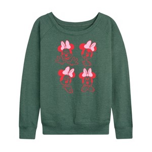 Women's - Disney - Minnie Emotions Lightweight French Terry Wide Neck Long Sleeve Shirt - 1 of 4
