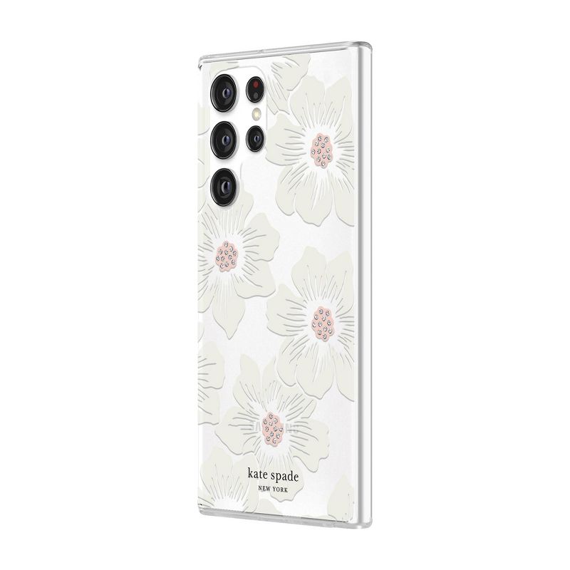 Kate Spade New York Samsung Galaxy S22 Ultra Protective Hardshell Phone Case - Hollyhock Floral with Stones, 3 of 7