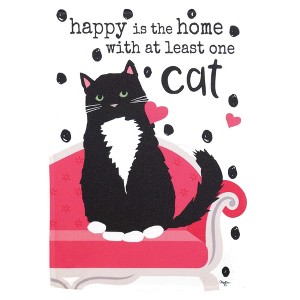 Magnolia Garden Happy Is the Home with a Cat 13 x 18 Inch Polyester Garden Flag - 1 of 2