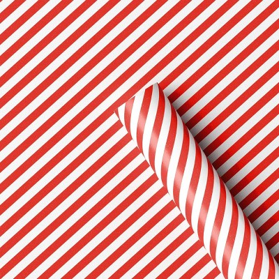 30” 20 sq ft Christmas Roll Wrap Red/White Diagonal Stripes - Wondershop™