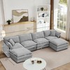 GDFStudio Oshan 130.71" Modern 4-Seater Wooden Chenille Upholstered Sectional Sofa with Movable Ottomans - 3 of 4