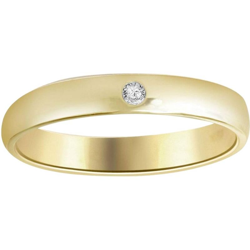 Pompeii3 Bezel Solitaire Diamond Engagement Promise Gold Ring, 1 of 5