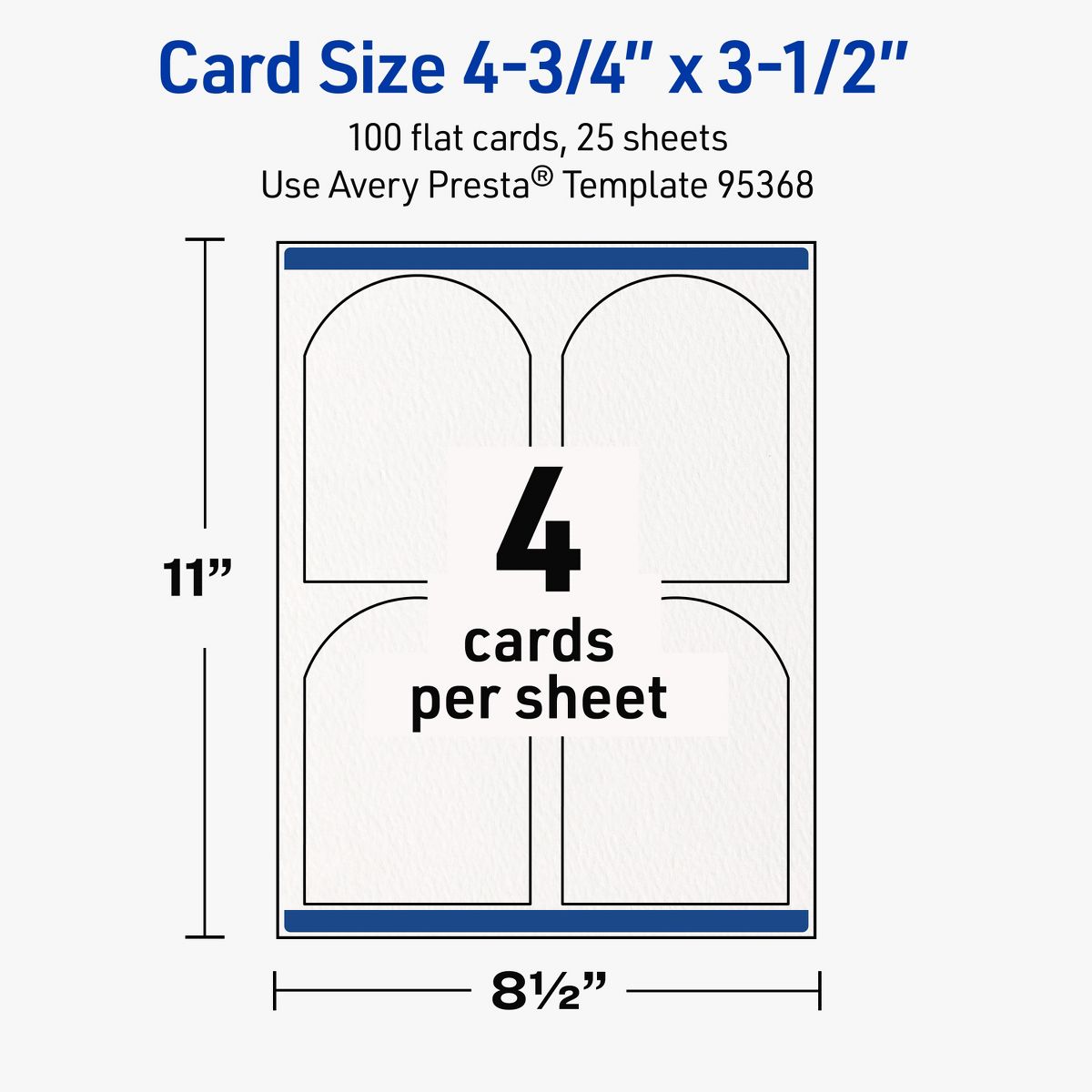 Avery Matte White Flat Cards, 4-3/4" x 3-1/2" Arched - thumbnail 5
