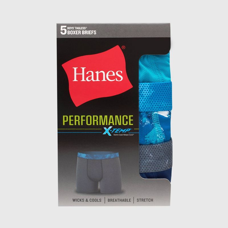 Hanes Boys' 5pk X-Temp Boxer Briefs - Blue, 2 of 4
