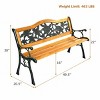 Patio Park Garden Metal Bench Porch Path Chair Furniture Cast Iron Hardwood - 2 of 4