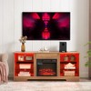 58" Modern TV Stand with 3D Electric Fireplace, LED Lights, Glass Shelves, USB Charging Outlet, Wood Finish, Fits TVs up to 62" for Entryway - 2 of 4