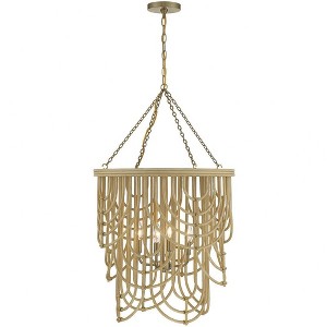 Savoy House Bremen 4 - Light Pendant in  Warm Brass/Natural Rattan - 1 of 4