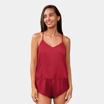 Women's Satin Cross Backless Cami Top and Shorts Pajama Sets - Cupshe