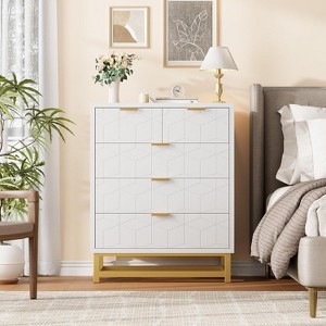coucheta 5 Drawer Dresser for Bedroom, Modern Chest Organizer with Storage & Metal Legs and Gold Handles, for Living Room, Entryway, Hallway - 1 of 4