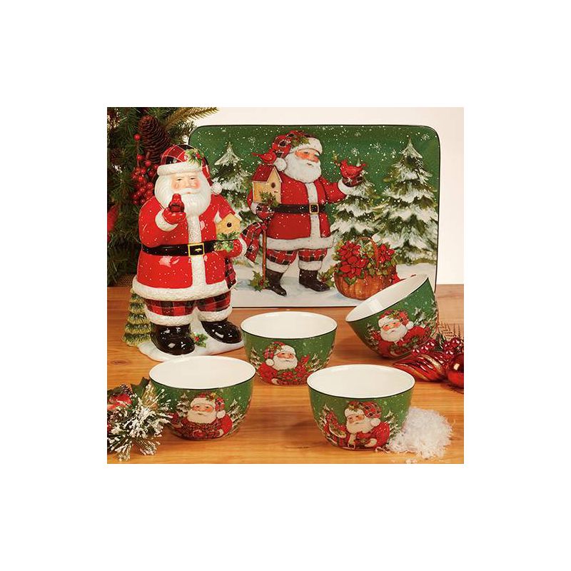 Set of 4 Christmas Lodge Santa Dining Ice Cream Bowls - Certified International, 6 of 7