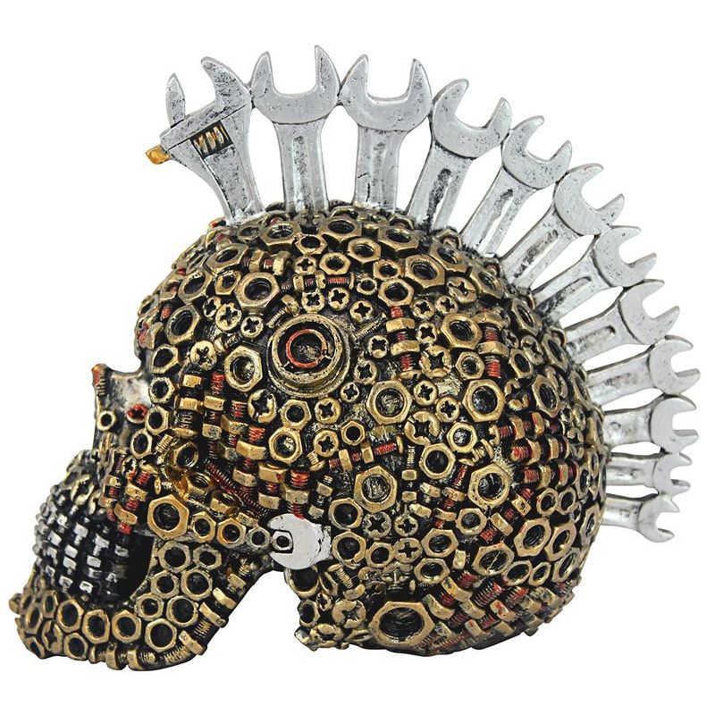 Design Toscano Gear Head Nuts and Bolts Motor Skull Statue, 4 of 8