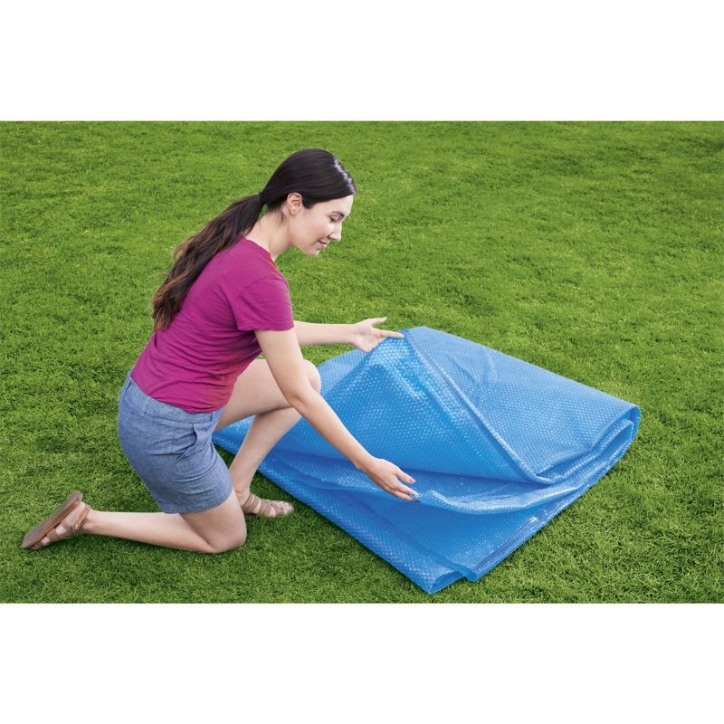 Bestway Flowclear 18 Foot Round Solar Heat Secure Pool Cover for Above Ground Swimming Pools with Storage Bag, Blue (Cover Only), 6 of 8