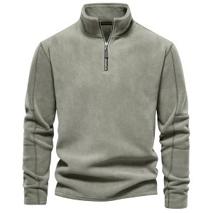 Attraco Men's Fall/Winter New Stand Collar Half-Zip Long-Sleeve Sweatshirt - Polar Fleece Tops - 1 of 4