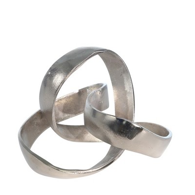 Sagebrook Home Decorative Knot Sculpture - Contemporary Abstract Silver Matte Decor Statue for Home or Office Table Accent