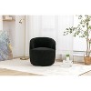 CAVINAS Teddy Fabric Swivel Accent Armchair, Barrel Chair with Ergonomic Backrest & Black Powder-Coated Metal Ring - 3 of 4