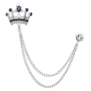 Unique Bargains Crown Hanging Chain Brooch Rhinestone Suit Pins - 1 of 4