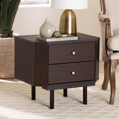 Norwood Two Tone 2 Drawer Wooden End Table Espresso Brown black