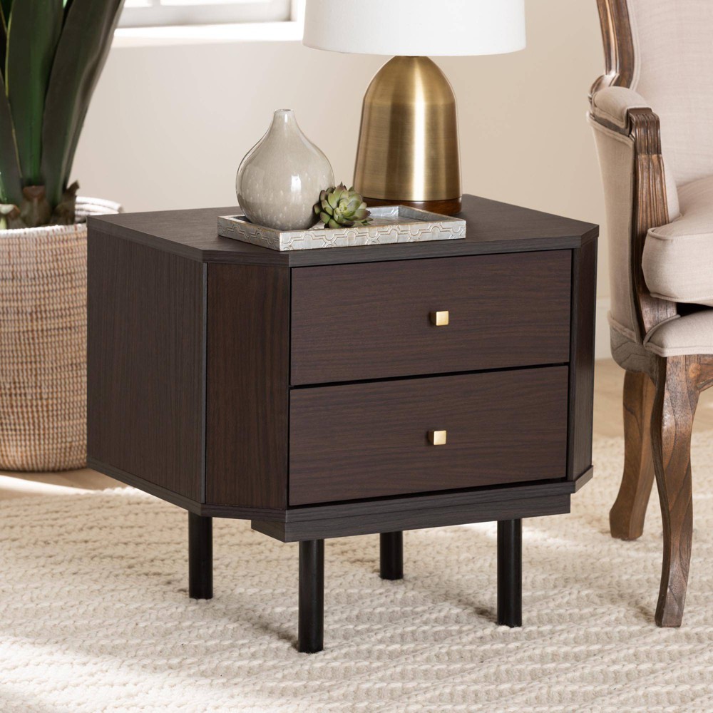 Photos - Dining Table Norwood Two Tone 2 Drawer Wooden End Table Espresso Brown/Black - Baxton S