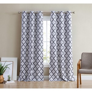 HLC.ME Lattice Print Design Curtains Light Reducing Insulating Grommet Window Treatments Curtains - Set of 2 - 1 of 4