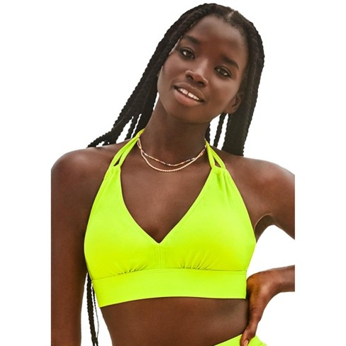 Swimsuits For All Women's Plus Size Loop Strap Halter Bikini Top, 10 -  Yellow Citron : Target
