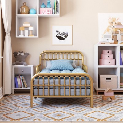 Classic Gold Metal Arched Toddler Bed with Safety Rails