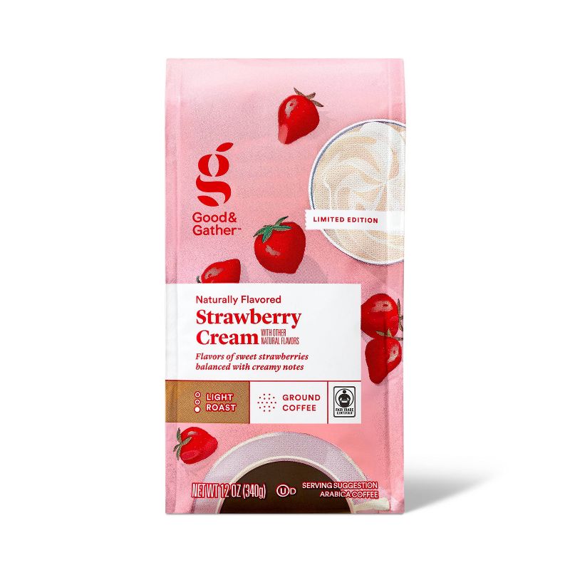 Strawberry Cream Flavored Light Roast Ground Coffee - 12oz - Good &#38; Gather&#8482;, 1 of 8