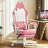 Furniliving Gaming Chair for Adults with Cat Ears Lumbar Support & Headrest Ringing Accessories Cute, Ergonomic Computer Chair for Girls - 2 of 4