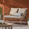 48.5'' Outdoor PE Rattan Loveseat with Brown Waterproof Cushions,Boho Woven Backrest for Patio,Porch or Garden-The Pop Home - 3 of 4
