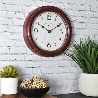 Patina Farmhouse Wall Clock Red - FirsTime