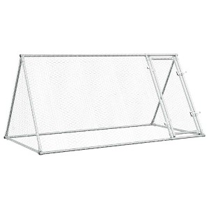 vidaXL Chicken Cage Walk-in Hen Coop - Galvanized Steel Poultry Enclosure 78.7"x41.3"x35.8" Silver - 1 of 4