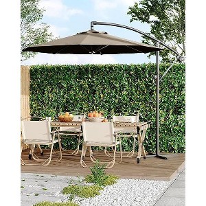 10ft Offset Patio Umbrella, Cantilever Umbrella with Easy Lift & Tilt Adjustment, 8 Ribs Sun umbrella UV Protection for Backyard, Pool, Garden - 1 of 4