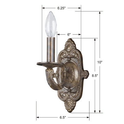Venetian Bronze Traditional Wall Sconce with E12 Candelabra Bulb