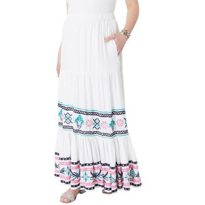 Roaman's Women's Plus Size Tiered Maxi Skirt