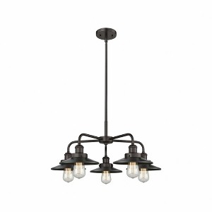 Ballston Urban - 5 Light Stem Hung Chandelier In Industrial Style-11 Inches Tall and 26 Inches Wide - 1 of 1