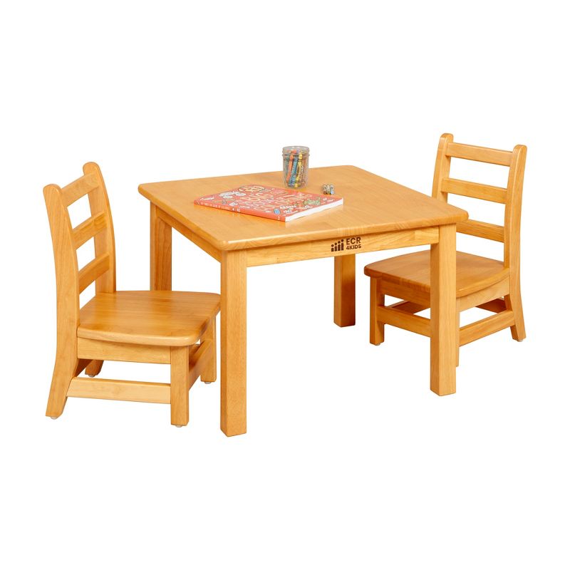ECR4Kids 24in x 24in Square Hardwood Table with 16in Legs and Two 8in Chairs, Kids Furniture, 4 of 12