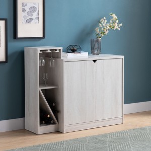 YOOCOZZ Bar Cabinet, Wine Bottle Storage Display Kitchen Cabinet, Holds 4 Wine Bottles - White - 1 of 4
