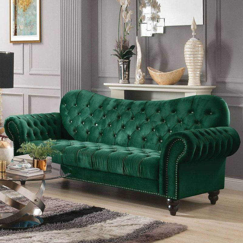 76&#34; Iberis Sofa Green Velvet - Acme Furniture, 1 of 9