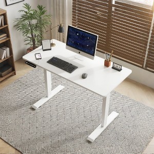 KWPZQEB Electric Standing Desk Height Adjustable Desk, Computer Table, Sit Stand up Desk, Gaming Desk with Power Outlets, Office Desk for Home - 1 of 4