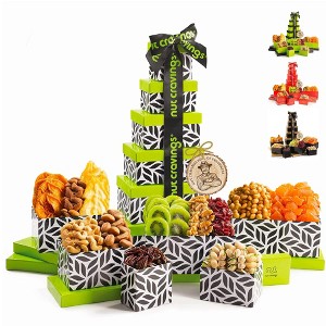 Dried Fruit & Nuts Gift Basket Leaf Tower + Ribbon (12 Assortments) Premium Arrangement Gift - 1 of 4