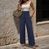 Womens Pants Elegant Bow Tie High Waist Wide Leg Dress Pants with Pockets - 3 of 4