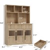 60" Kitchen Pantry Cabinet with Glass Doors, Food Storage Cabinet, Kitchen Organizer, Wave Design, for Living Room, Dining Room - 2 of 4