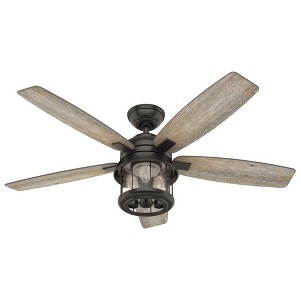 Hunter Fans 52" Coral Bay Lighted Ceiling Fan Noble Bronze with Barnwood Blades, Damp Rated, Remote Control Included - 1 of 3