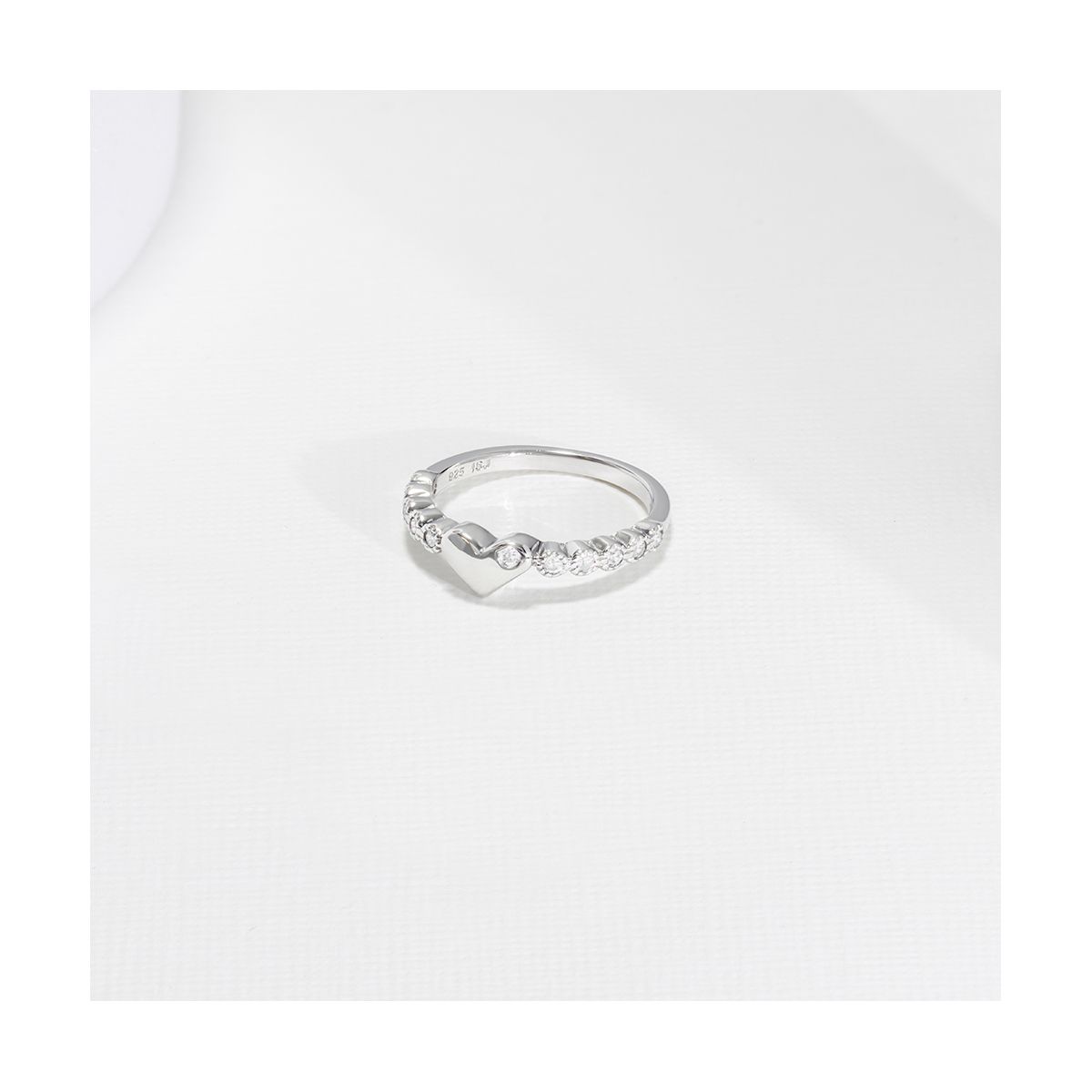 Girl's Heart & CZ Band Sterling Silver Ring - In Season Jewelry - thumbnail 9